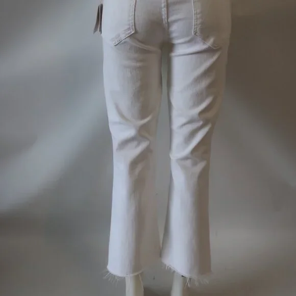 NWT Womens Mother (Item-85) White Insider Crop Step Fray Fairest All Jeans 31